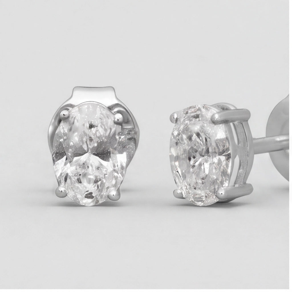 2 Ct. Oval Shape Lab Grown Diamond Stud Earrings (VS-EF)