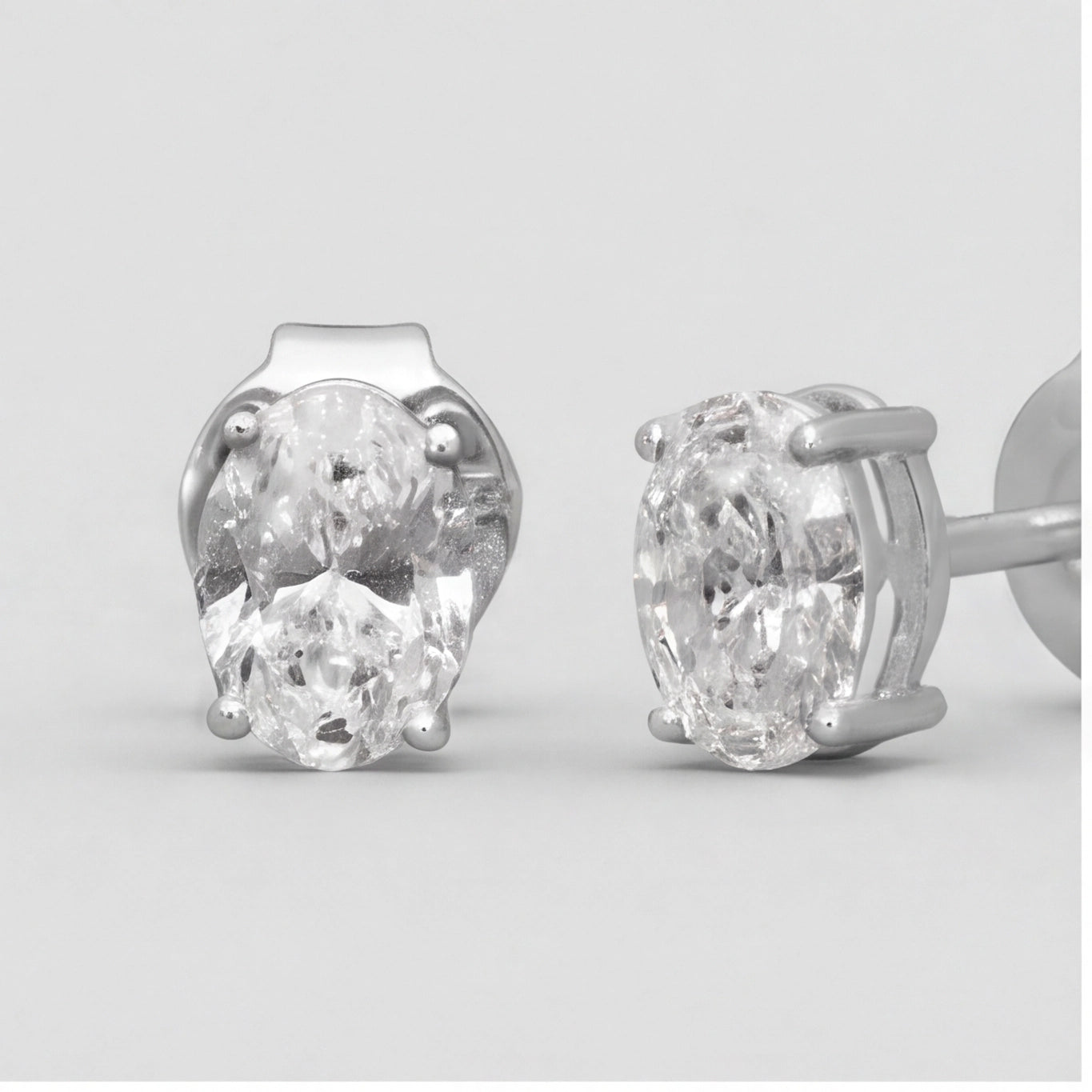 2 Ct. Oval Shape Lab Grown Diamond Stud Earrings (VS-EF)