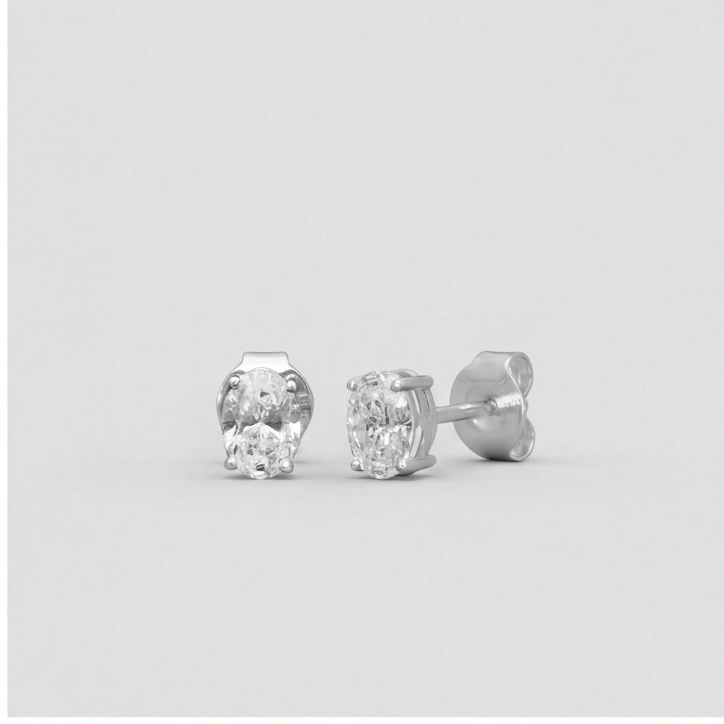 2 Ct. Oval Shape Lab Grown Diamond Stud Earrings (VS-EF)