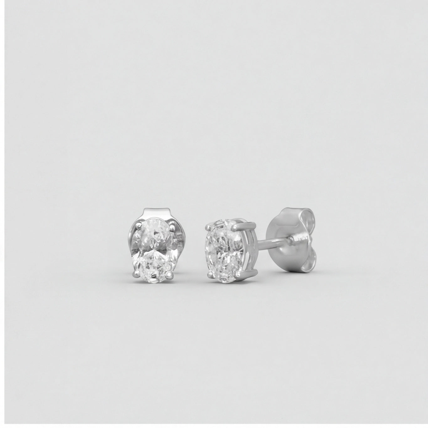 2 Ct. Oval Shape Lab Grown Diamond Stud Earrings (VS-EF)