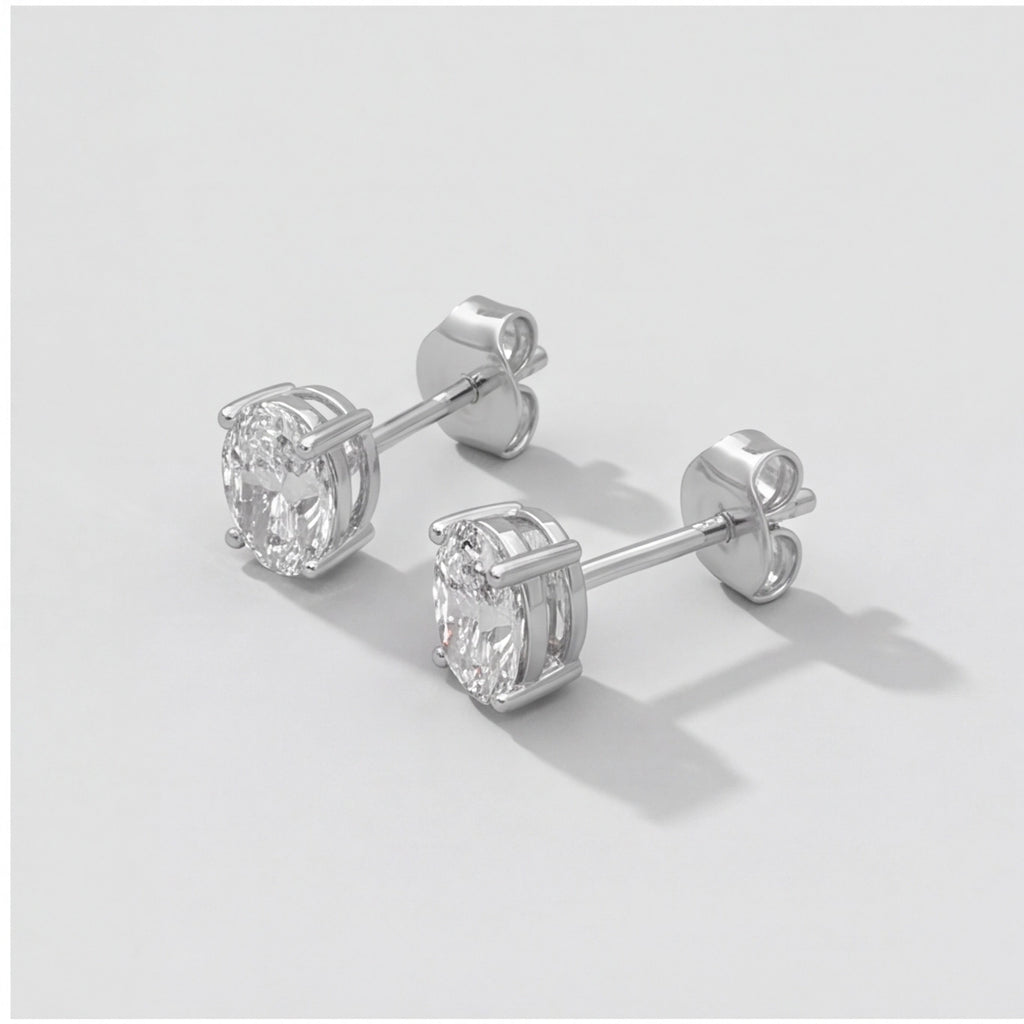 2 Ct. Oval Shape Lab Grown Diamond Stud Earrings (VS-EF)