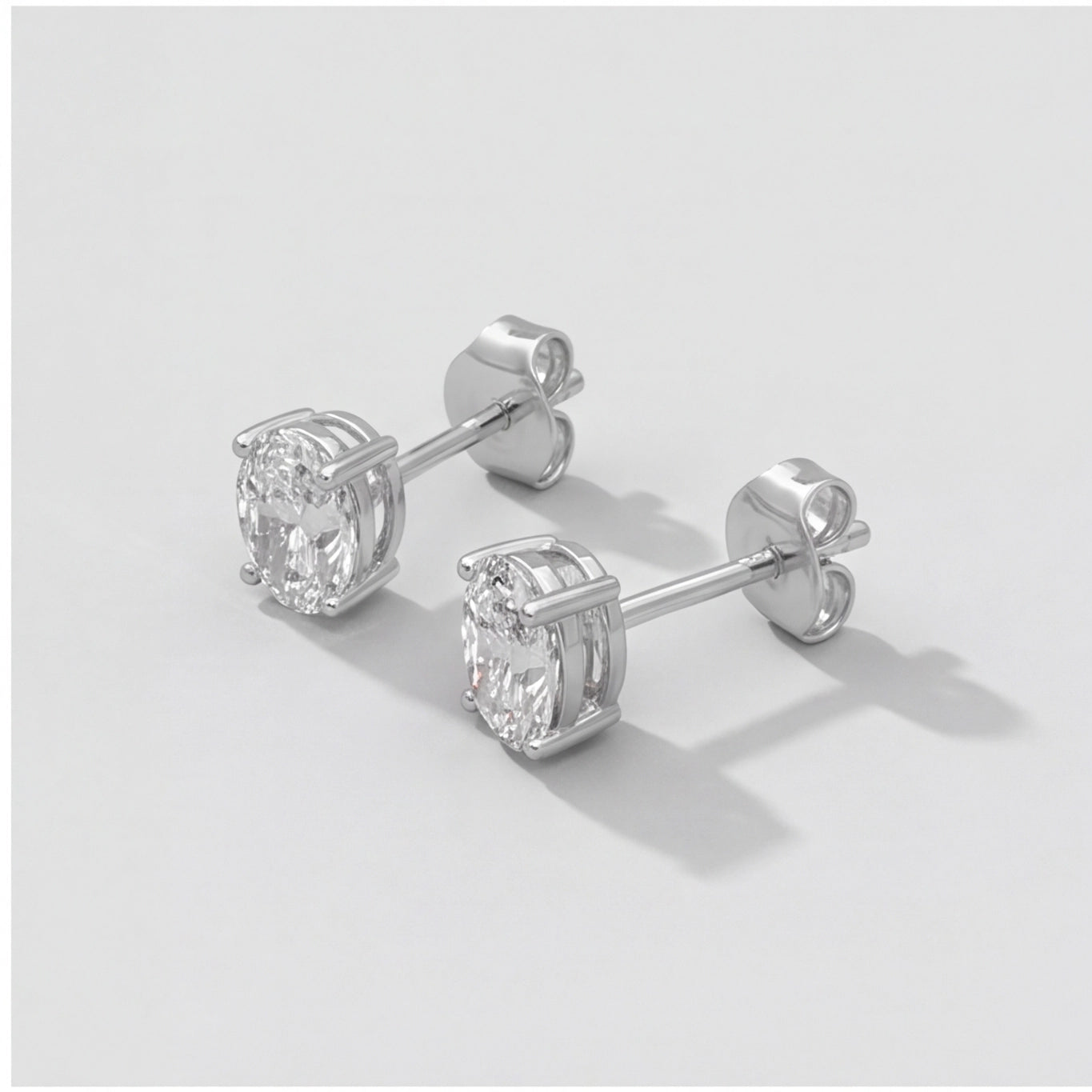 2 Ct. Oval Shape Lab Grown Diamond Stud Earrings (VS-EF)
