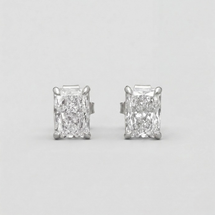 2 Ct. Lab Grown Diamond Radiant Cut Stud Earrings (EF-VS)