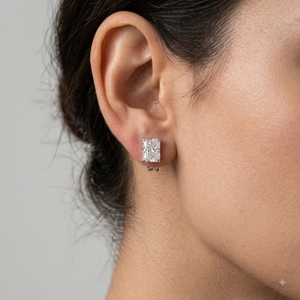 2 Ct. Lab Grown Diamond Radiant Cut Stud Earrings (EF-VS)