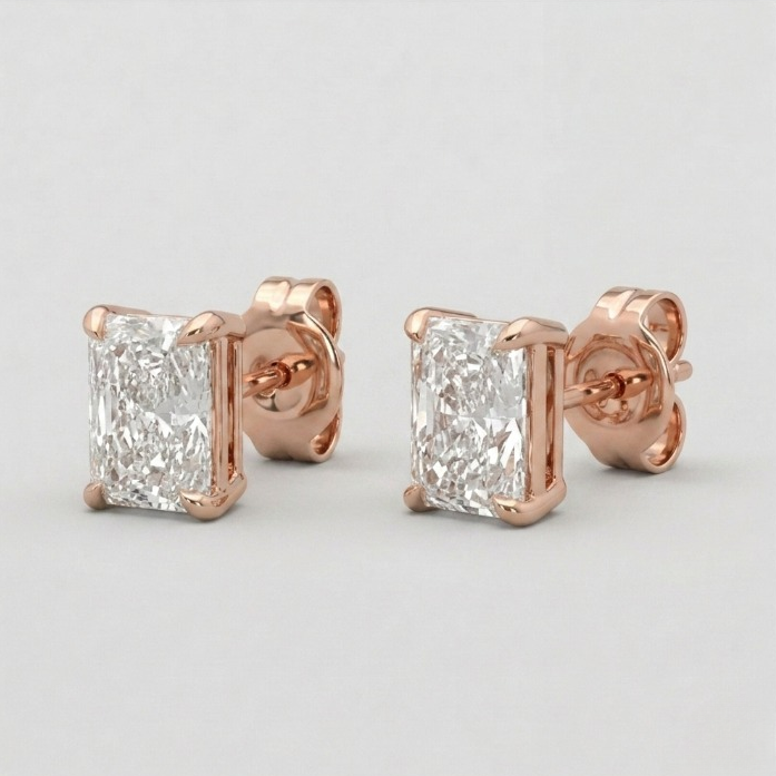 2 Ct. Lab Grown Diamond Radiant Cut Stud Earrings (EF-VS)