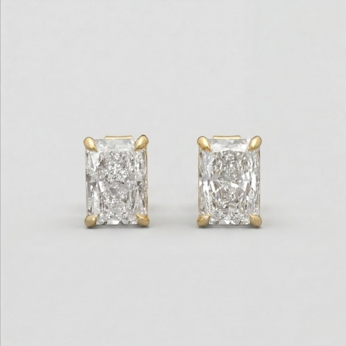 2 Ct. Lab Grown Diamond Radiant Cut Stud Earrings (EF-VS)