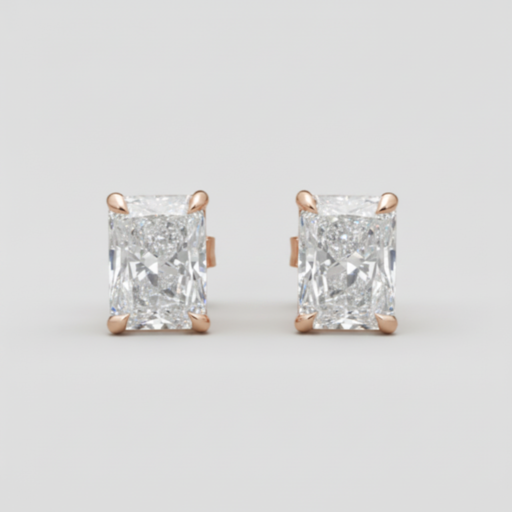 2 Ct. Lab Grown Diamond Radiant Cut Stud Earrings (EF-VS)