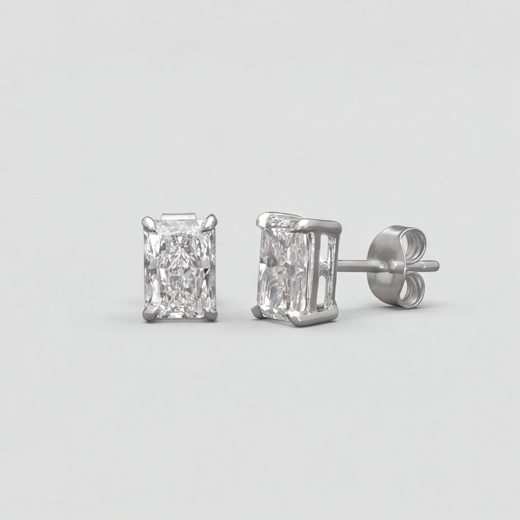 2 Ct. Lab Grown Diamond Radiant Cut Stud Earrings (EF-VS)