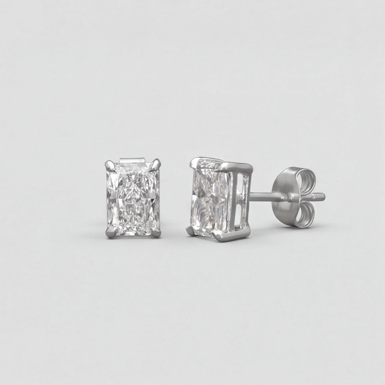 2 Ct. Lab Grown Diamond Radiant Cut Stud Earrings (EF-VS)
