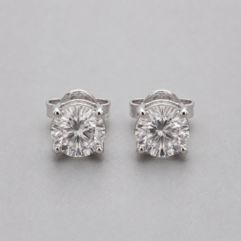 1 Ct. Lab Grown Diamond Round Cut Stud Earrings (EF-VS)