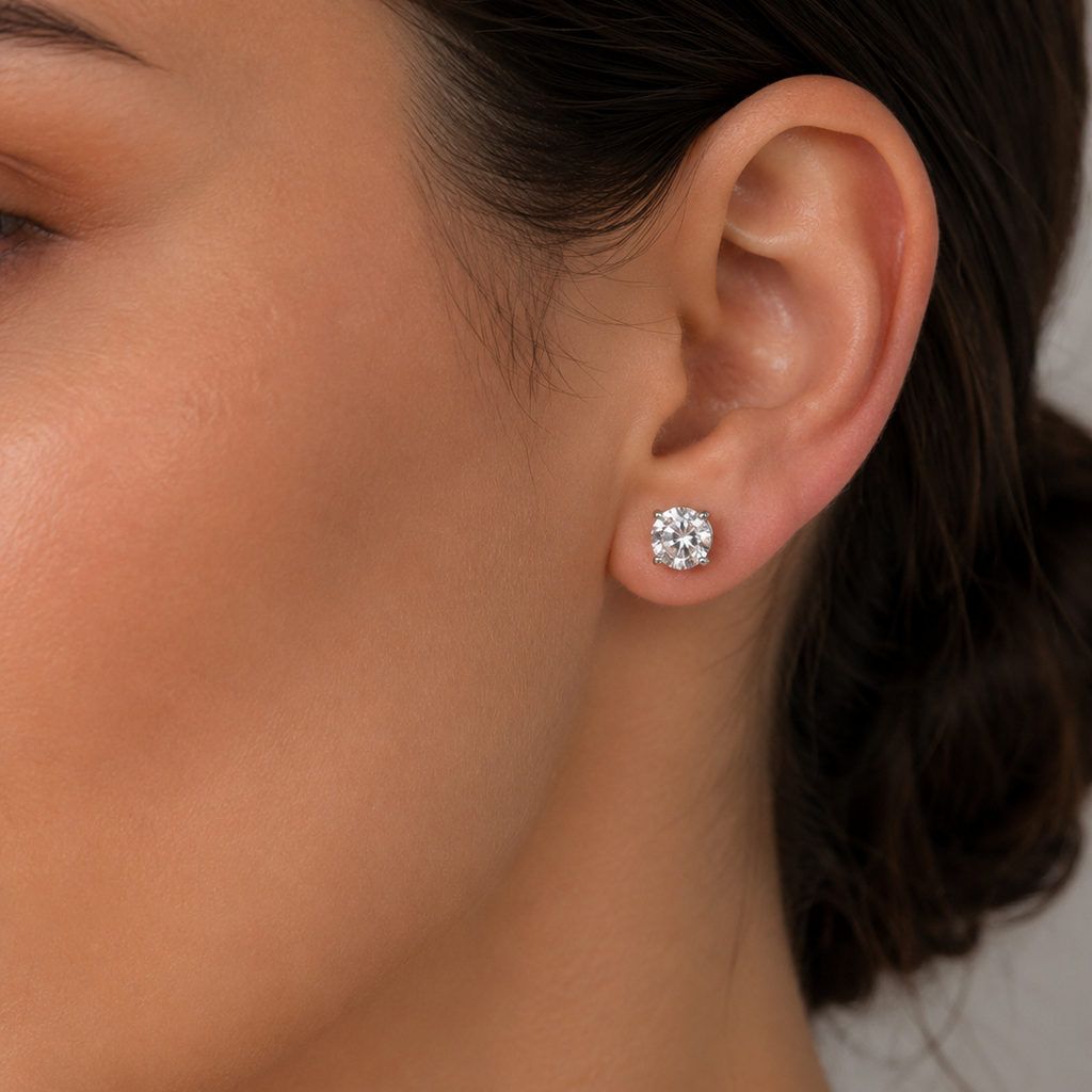 1 Ct. Lab Grown Diamond Round Cut Stud Earrings (EF-VS)