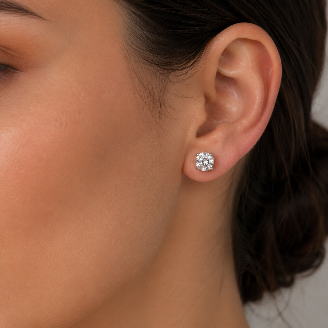 1 Ct. Lab Grown Diamond Round Cut Stud Earrings (EF-VS)