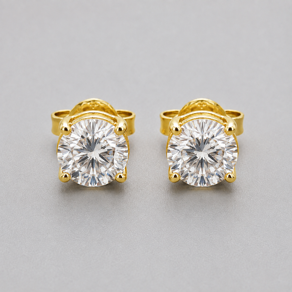 1 Ct. Lab Grown Diamond Round Cut Stud Earrings (EF-VS)