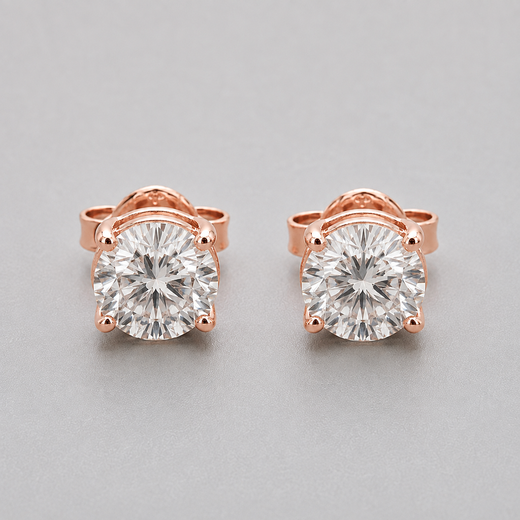 1 Ct. Lab Grown Diamond Round Cut Stud Earrings (EF-VS)
