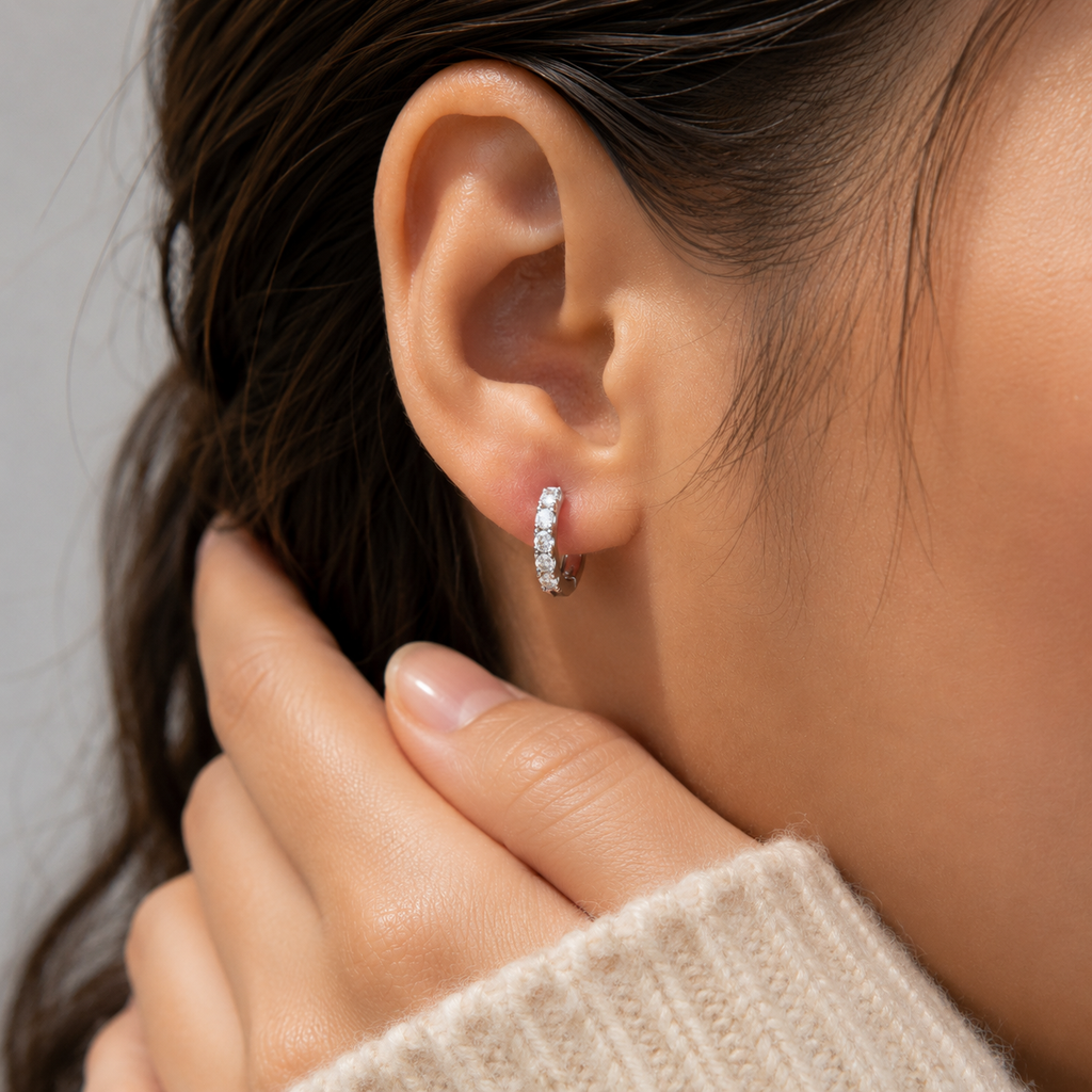 Lab-Grown Diamond Hoop Earrings Round Cut 0.40 Ct. (VS-EF)