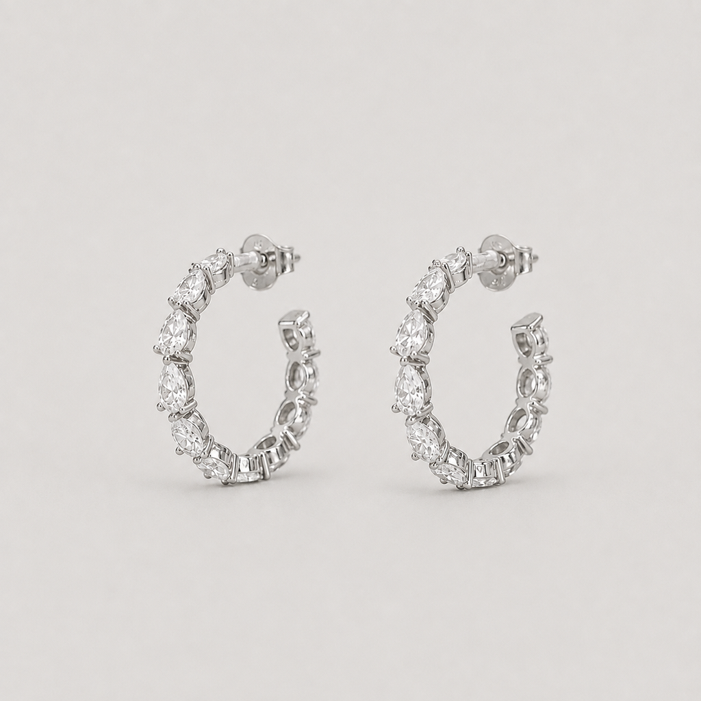 1.8 Ct. Lab-Grown Diamond Round Cut Hoop Earrings (VS-EF)