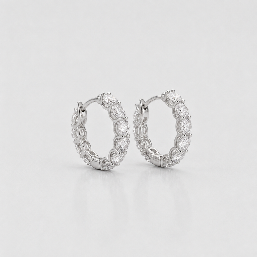 1.8 Ct. Round Cut Lab-Grown Diamond Hoop Earrings (VS-EF)