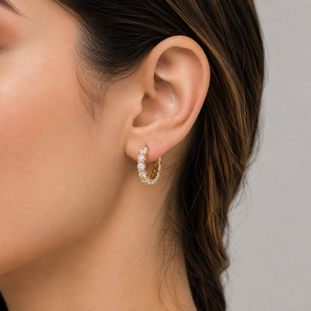 1.8 Ct. Round Cut Lab-Grown Diamond Hoop Earrings (VS-EF)