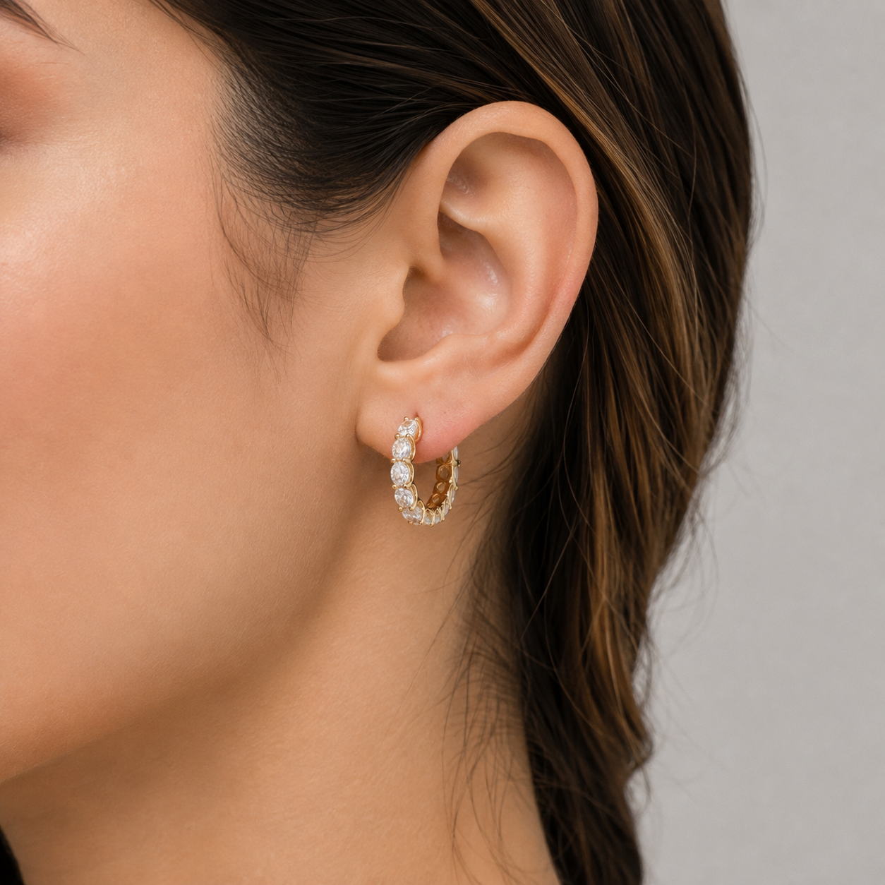 1.8 Ct. Round Cut Lab-Grown Diamond Hoop Earrings (VS-EF)
