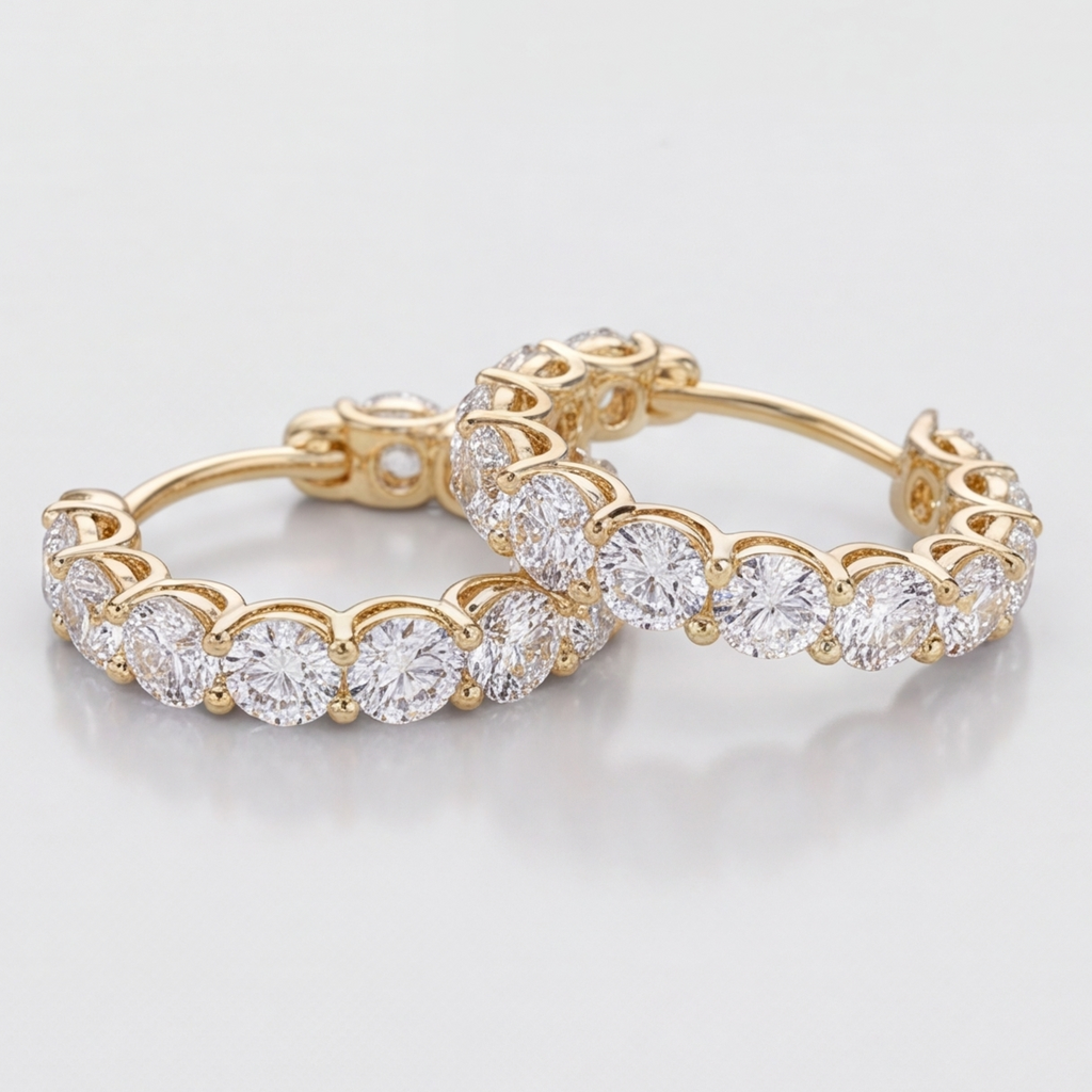 1.8 Ct. Round Cut Lab-Grown Diamond Hoop Earrings (VS-EF)
