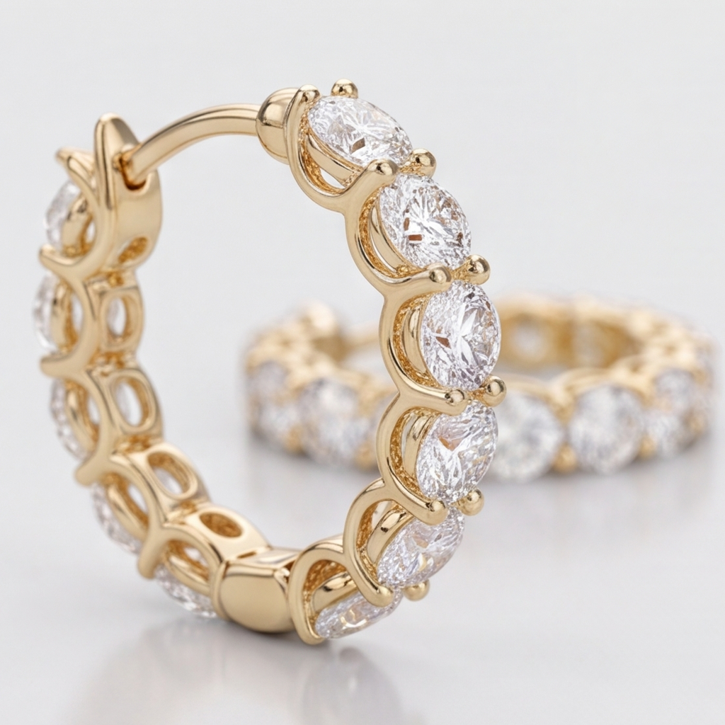 1.8 Ct. Round Cut Lab-Grown Diamond Hoop Earrings (VS-EF)