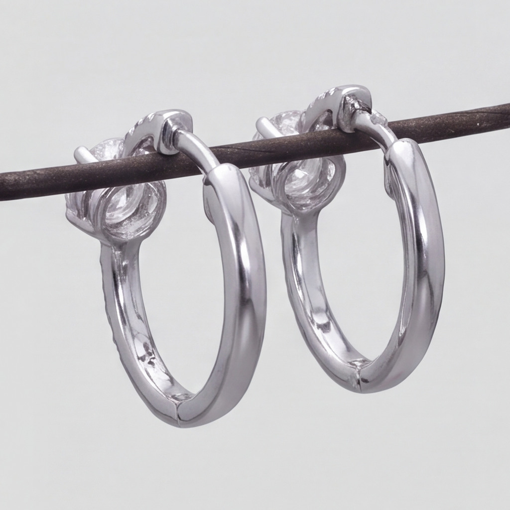 1.30 Ct. Lab Grown Diamond Round Cut Hoop Earrings (VS-EF)