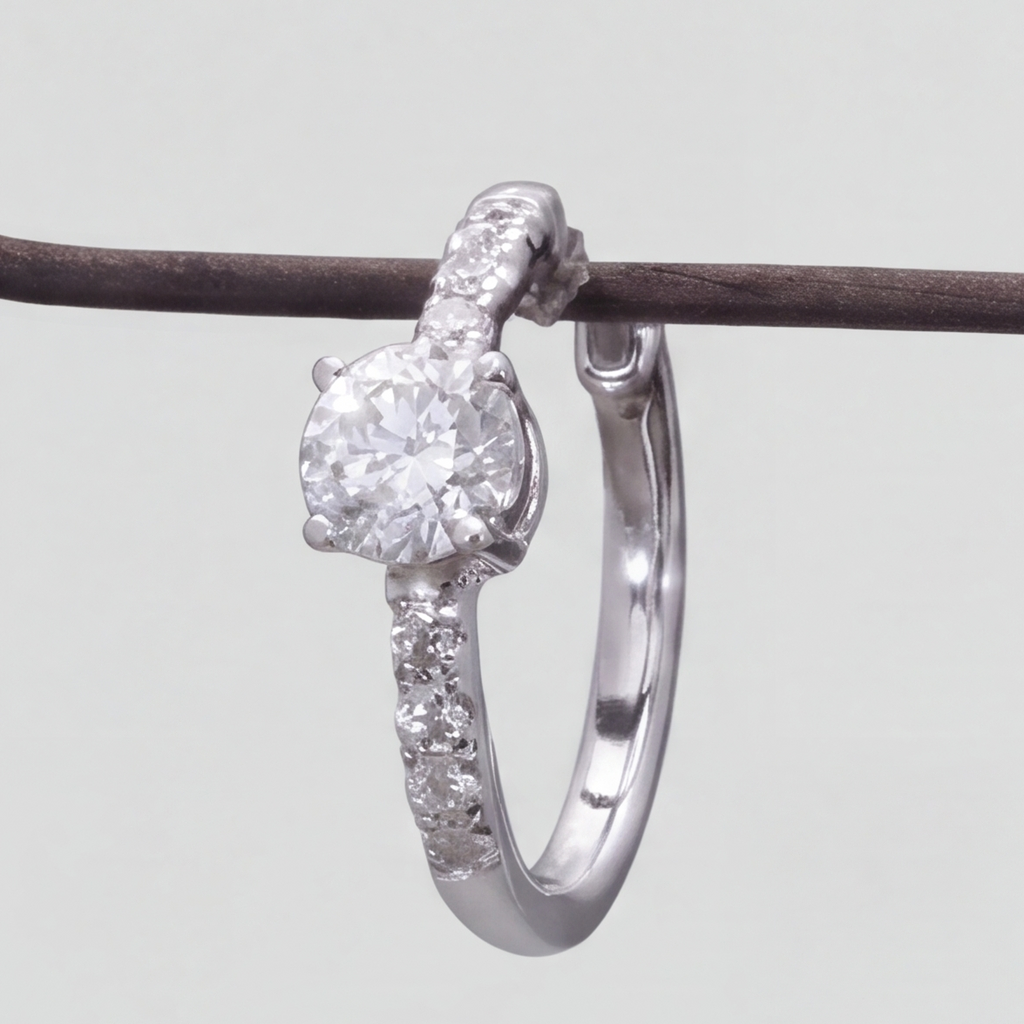 1.30 Ct. Lab Grown Diamond Round Cut Hoop Earrings (VS-EF)