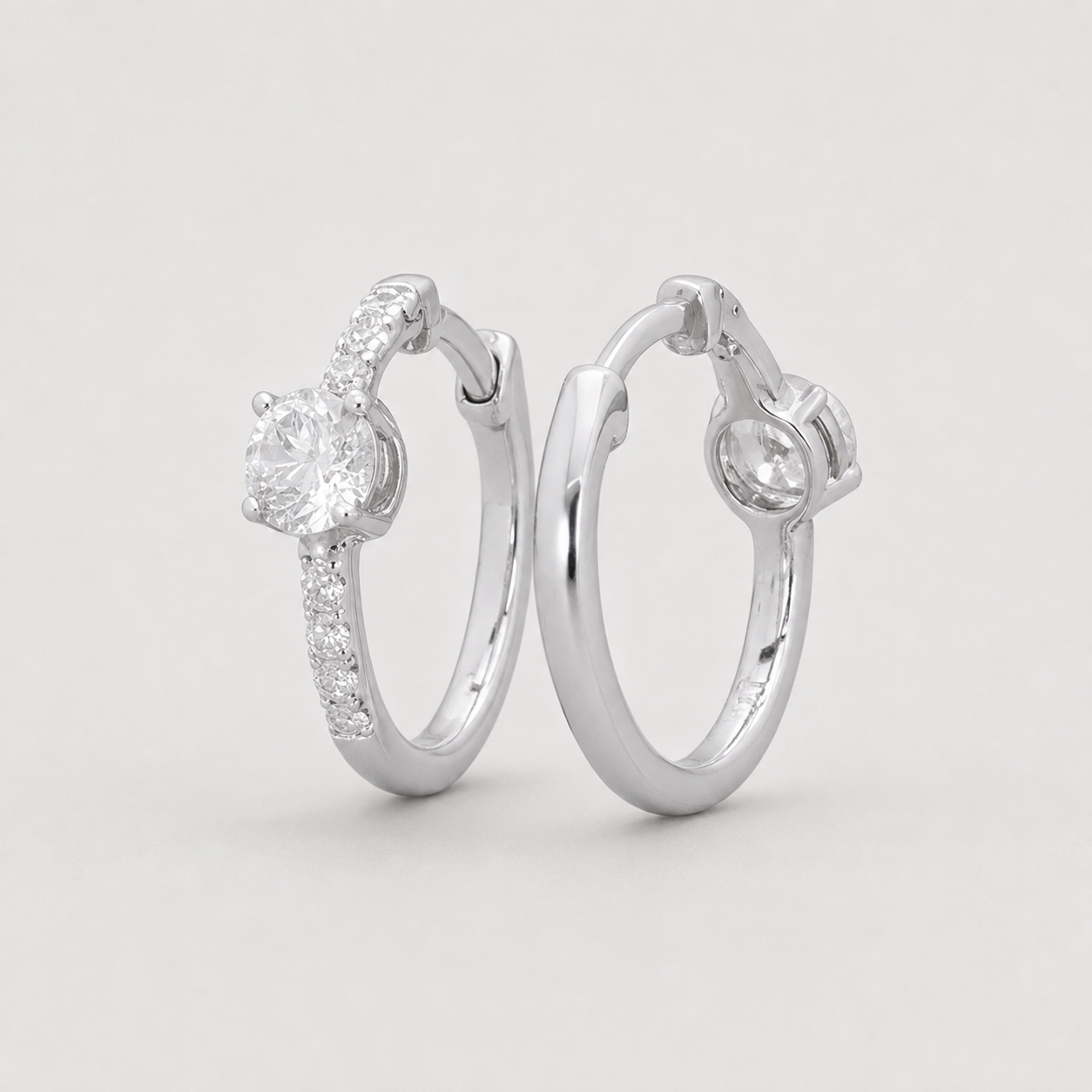 1.30 Ct. Lab Grown Diamond Round Cut Hoop Earrings (VS-EF)