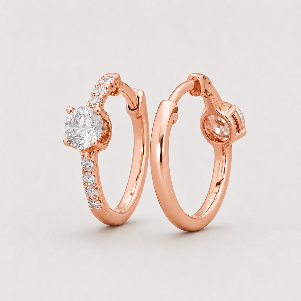 1.30 Ct. Lab Grown Diamond Round Cut Hoop Earrings (VS-EF)