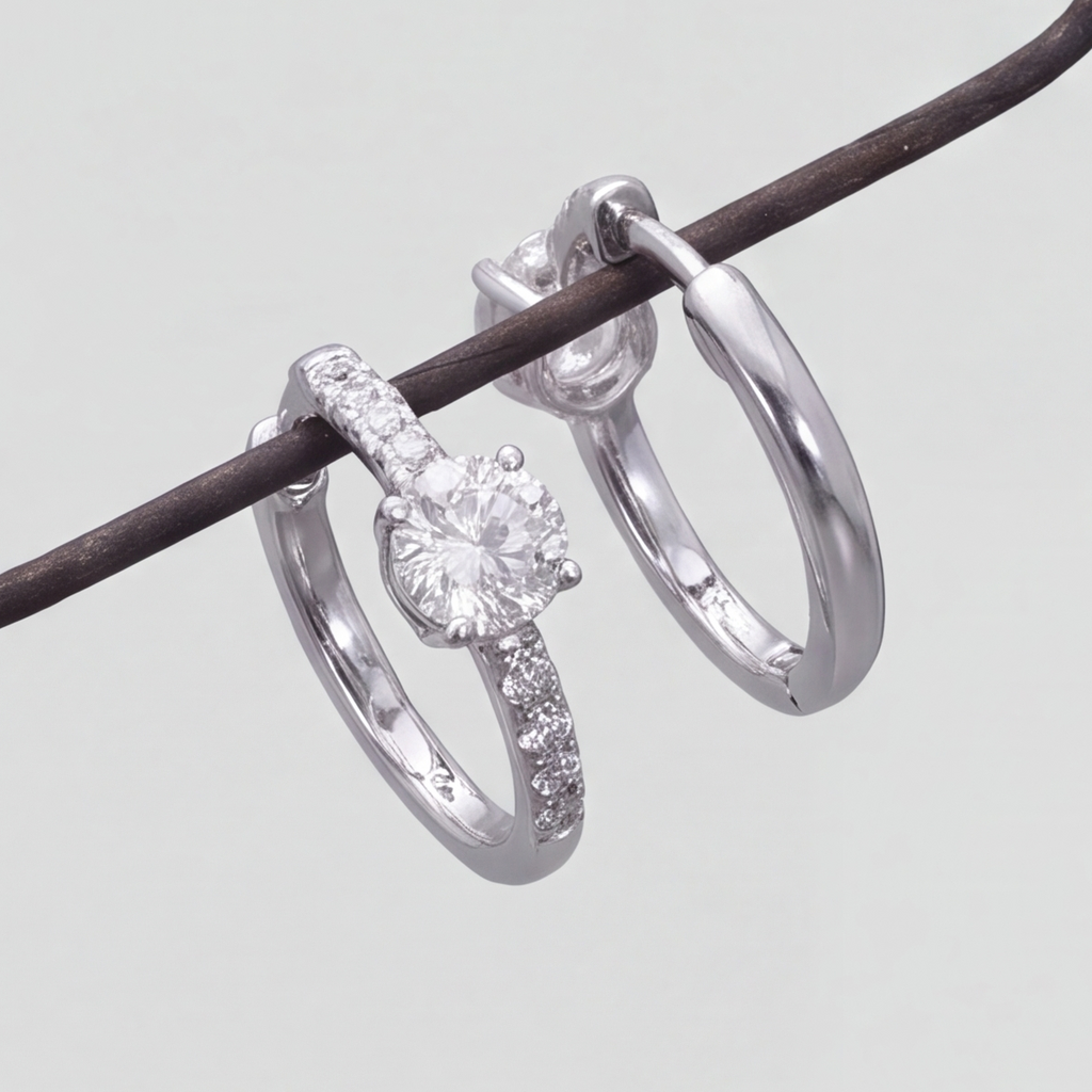 1.30 Ct. Lab Grown Diamond Round Cut Hoop Earrings (VS-EF)