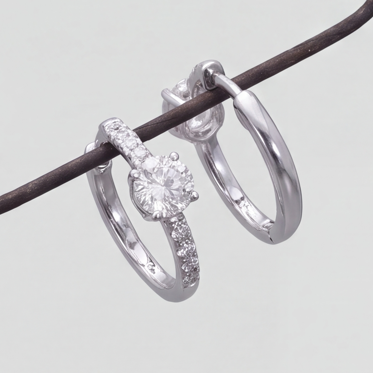1.30 Ct. Lab Grown Diamond Round Cut Hoop Earrings (VS-EF)