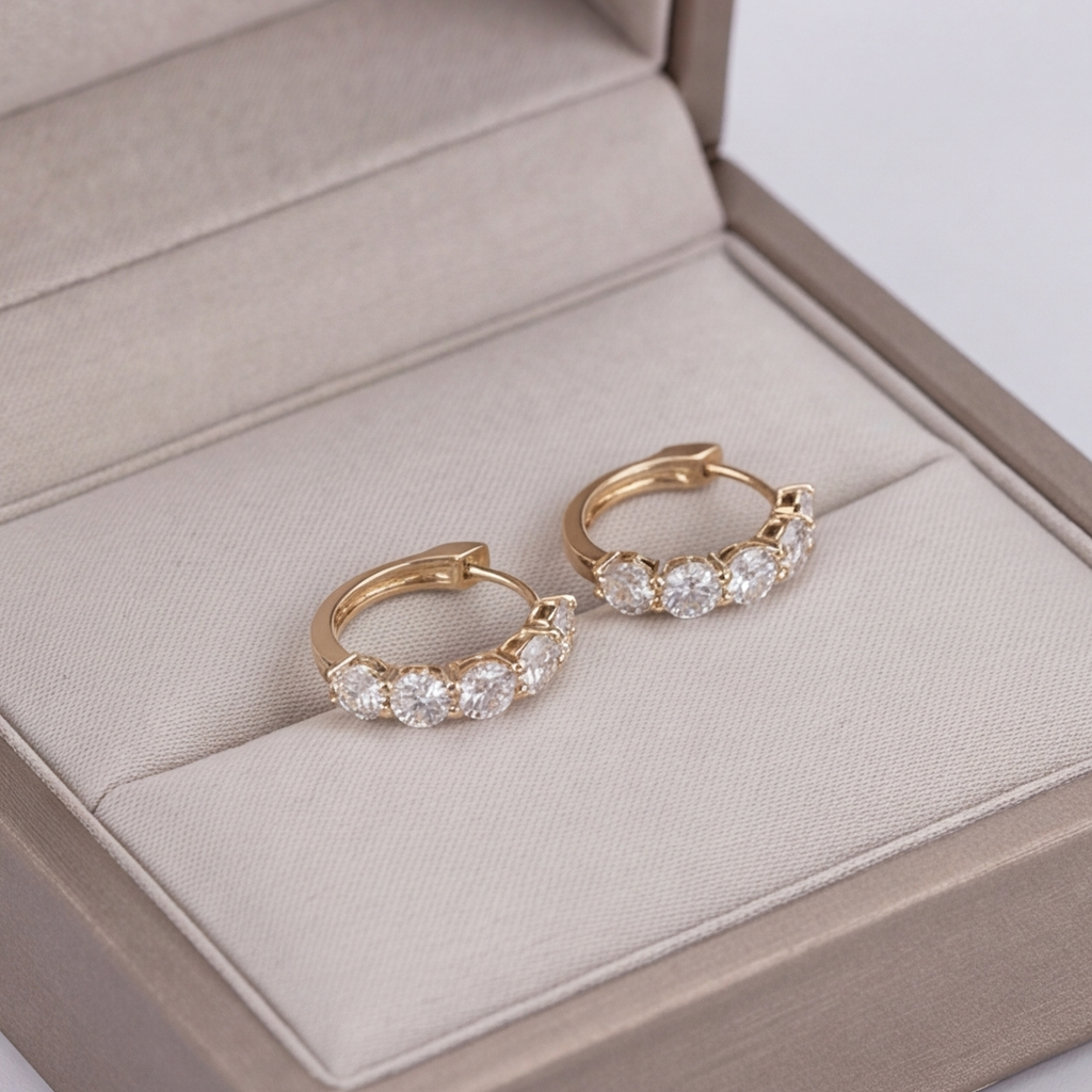 Round Cut Lab Grown Diamond 0.15 Ct. Hoop Earrings (VS-EF)