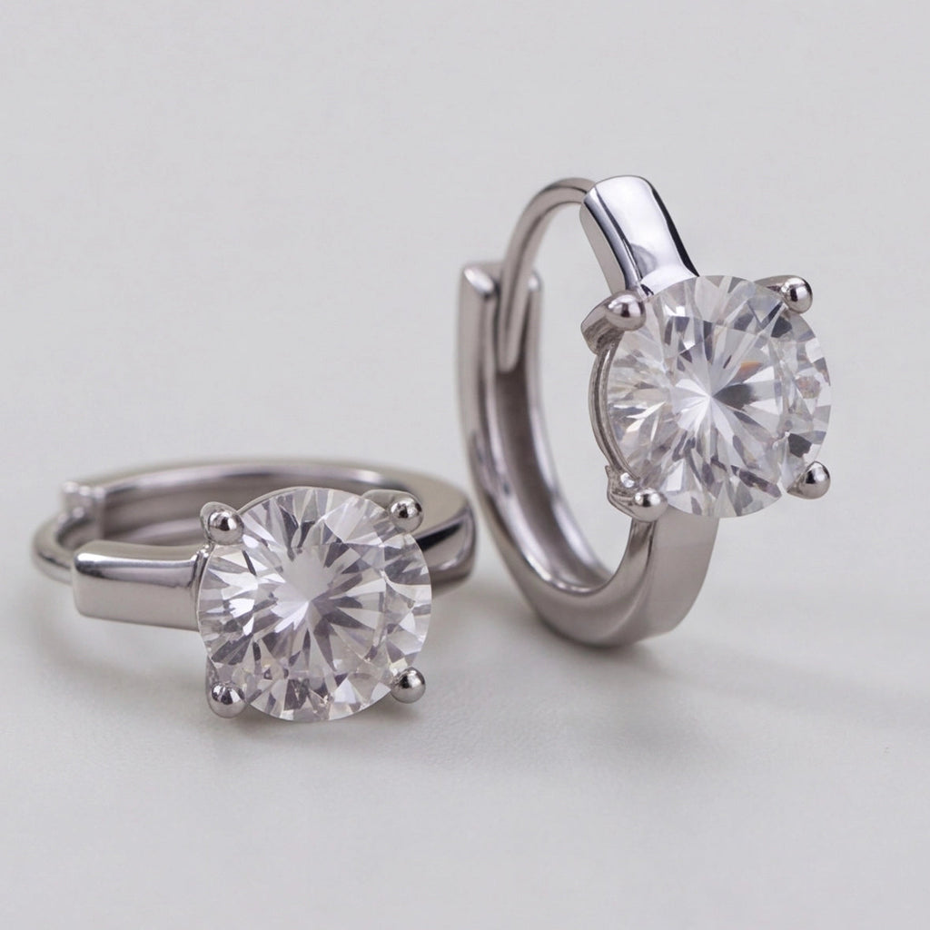 3 Ct. Lab-Grown Diamond Hoop Earrings Round Cut (VS-EF)