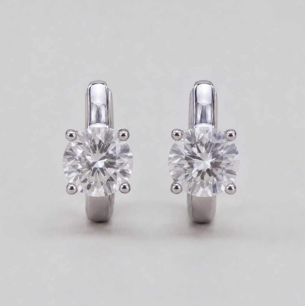 3 Ct. Lab-Grown Diamond Hoop Earrings Round Cut (VS-EF)