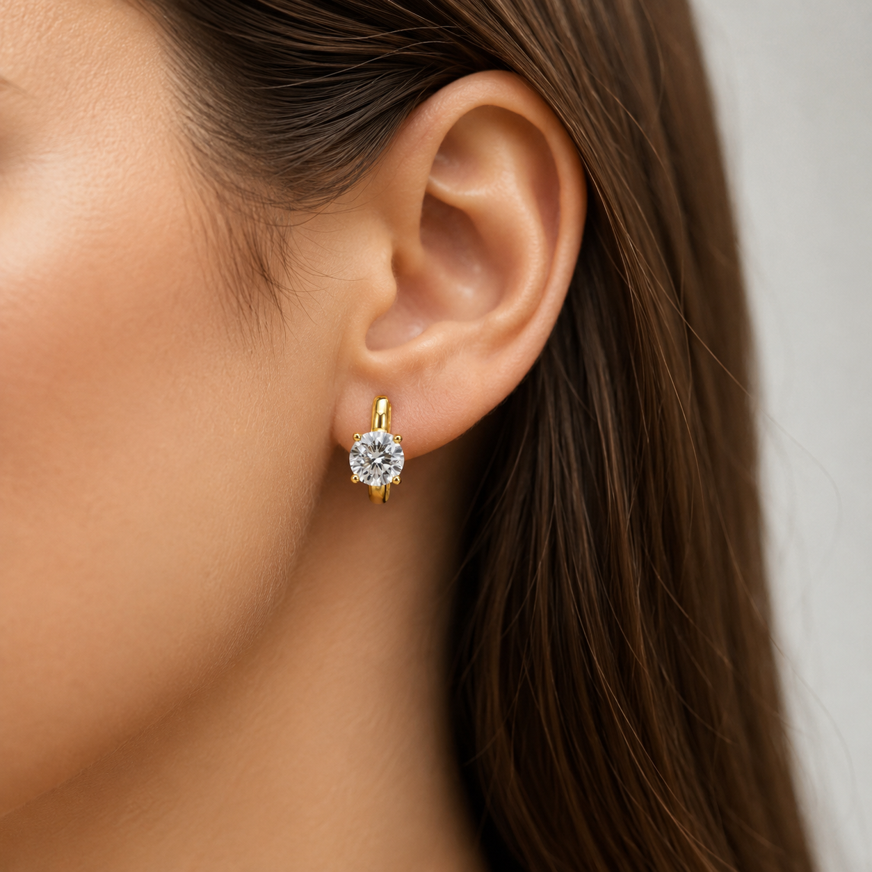 3 Ct. Lab-Grown Diamond Hoop Earrings Round Cut (VS-EF)