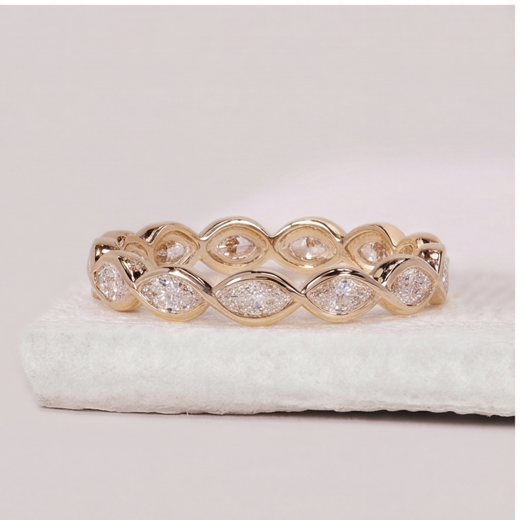 1 Ct. Lab-Grown Diamond Marquise cut Eternity Band Rings (VS-EF)