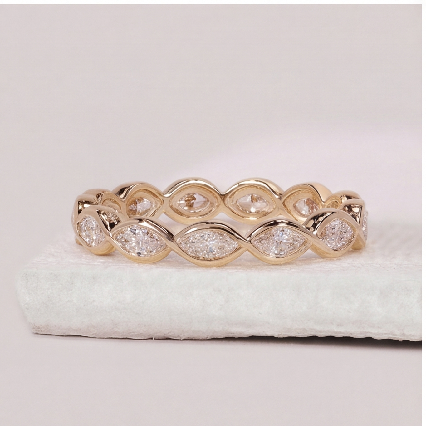 1 Ct. Lab-Grown Diamond Marquise cut Eternity Band Rings (VS-EF)