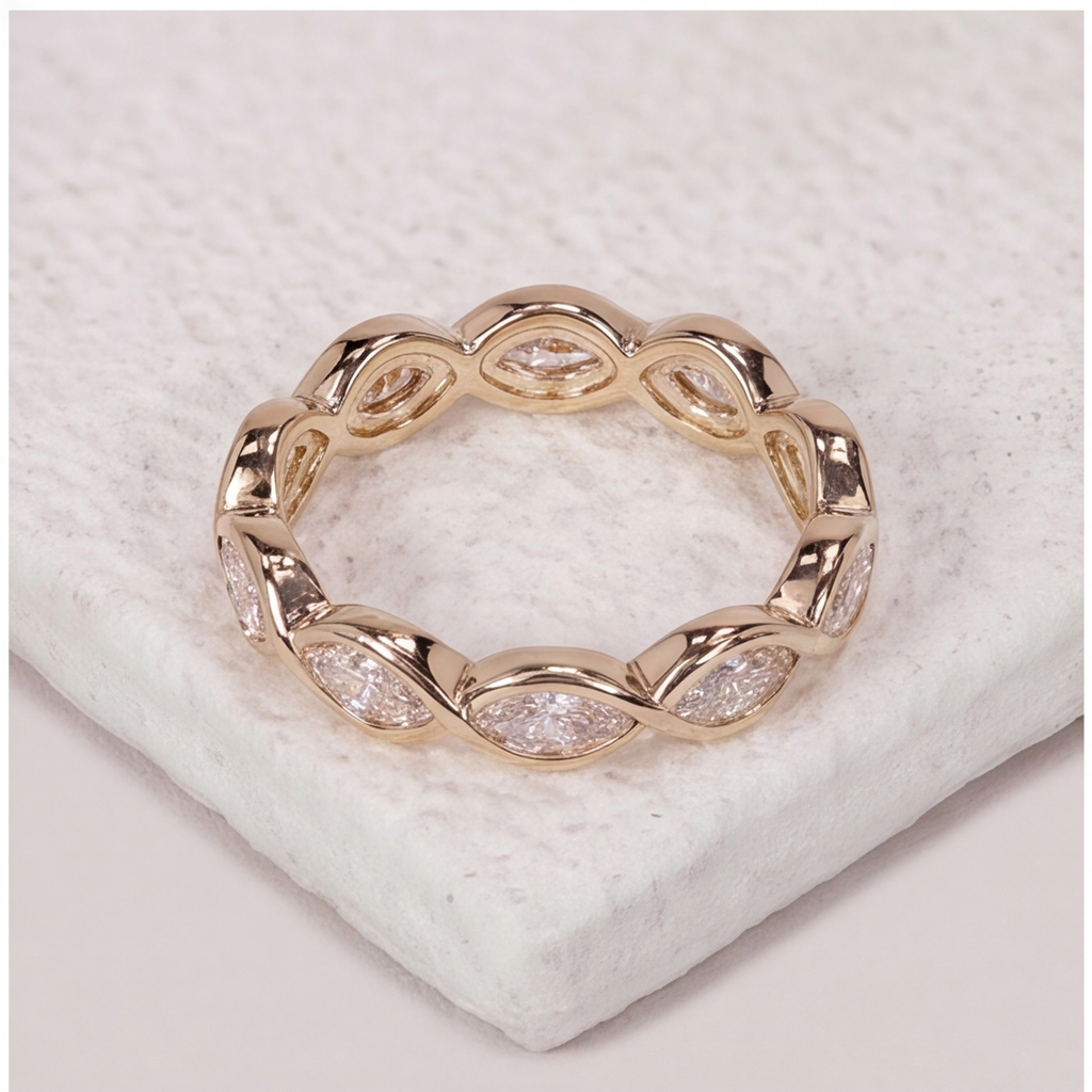 1 Ct. Lab-Grown Diamond Marquise cut Eternity Band Rings (VS-EF)