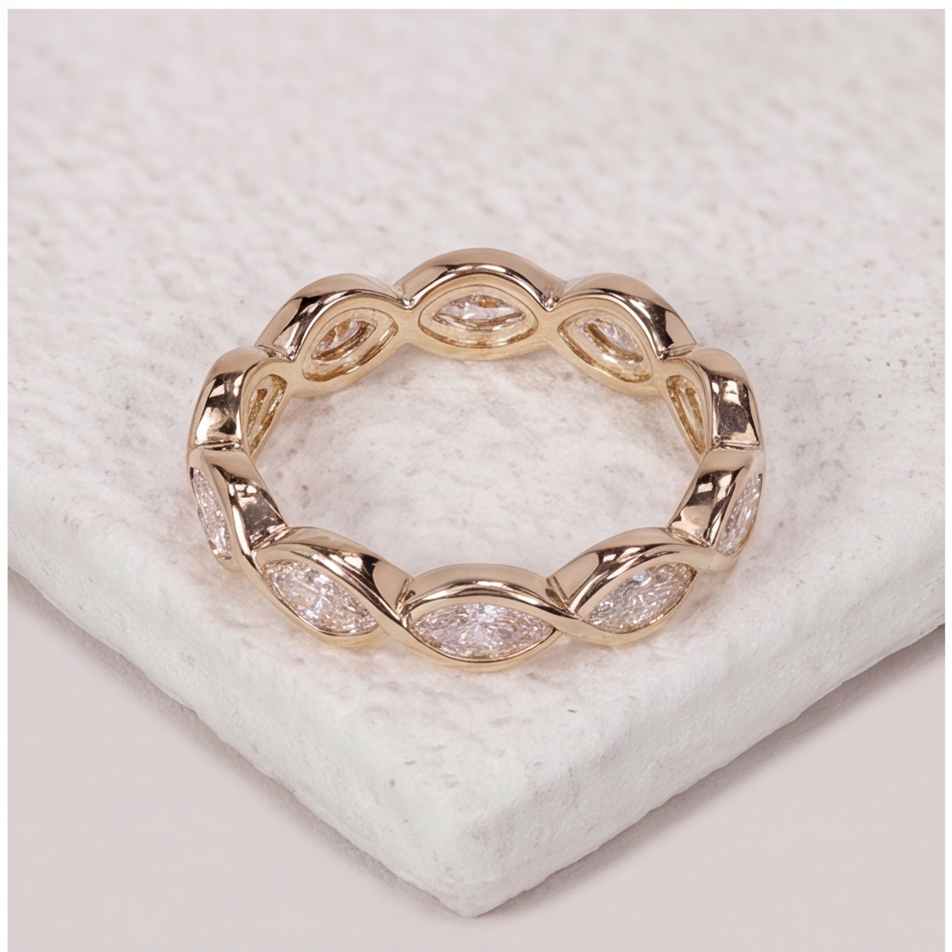 1 Ct. Lab-Grown Diamond Marquise cut Eternity Band Rings (VS-EF)