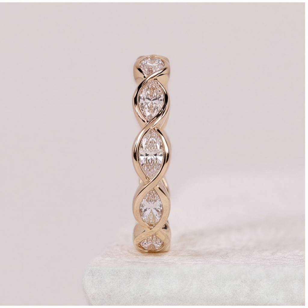 1 Ct. Lab-Grown Diamond Marquise cut Eternity Band Rings (VS-EF)