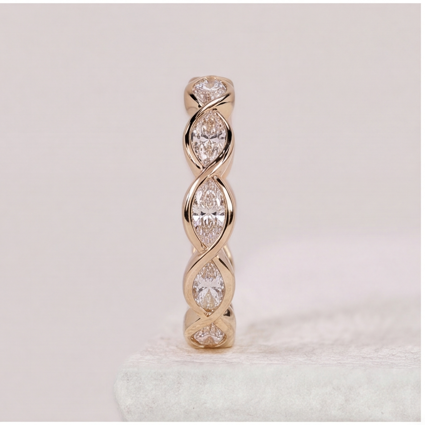 1 Ct. Lab-Grown Diamond Marquise cut Eternity Band Rings (VS-EF)