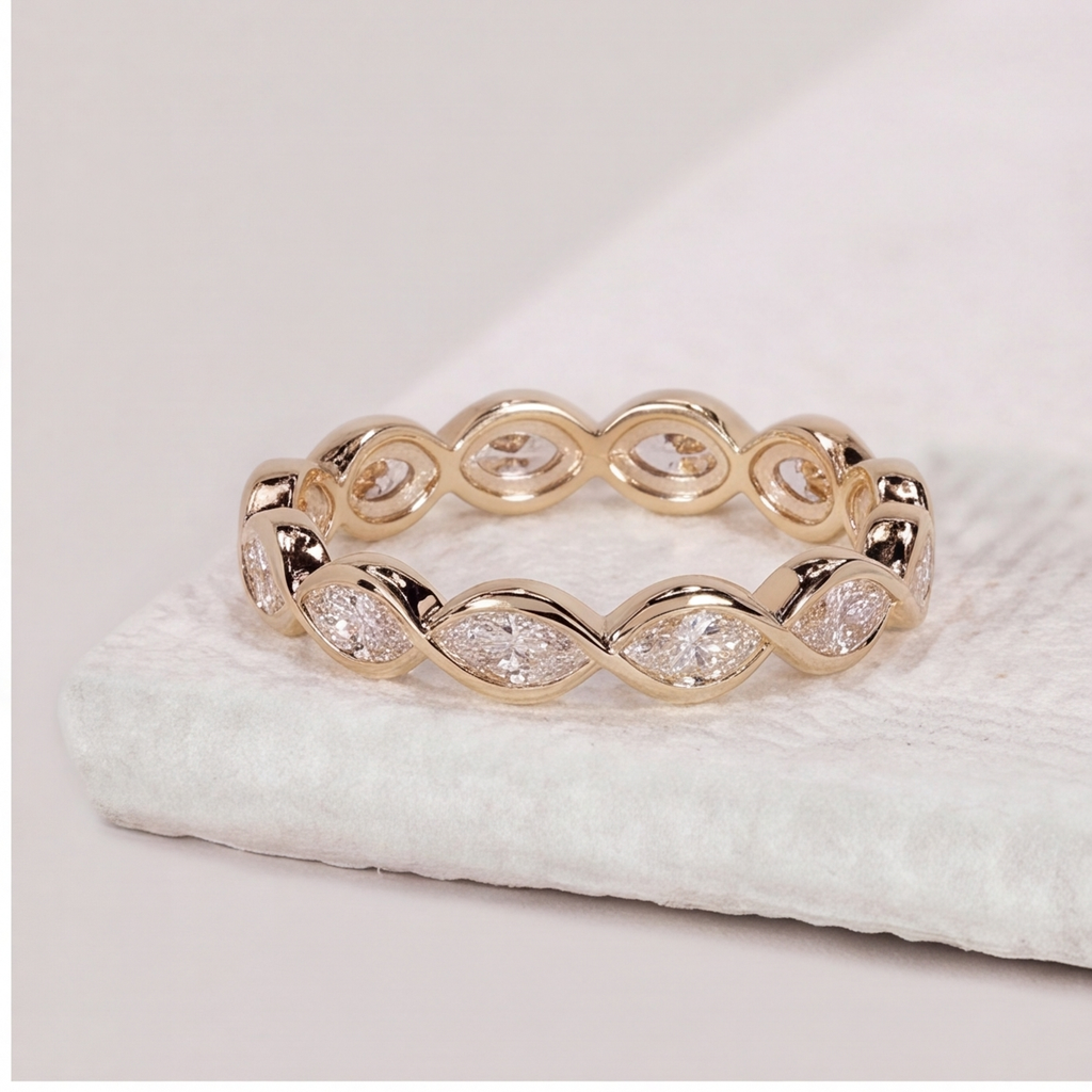 1 Ct. Lab-Grown Diamond Marquise cut Eternity Band Rings (VS-EF)