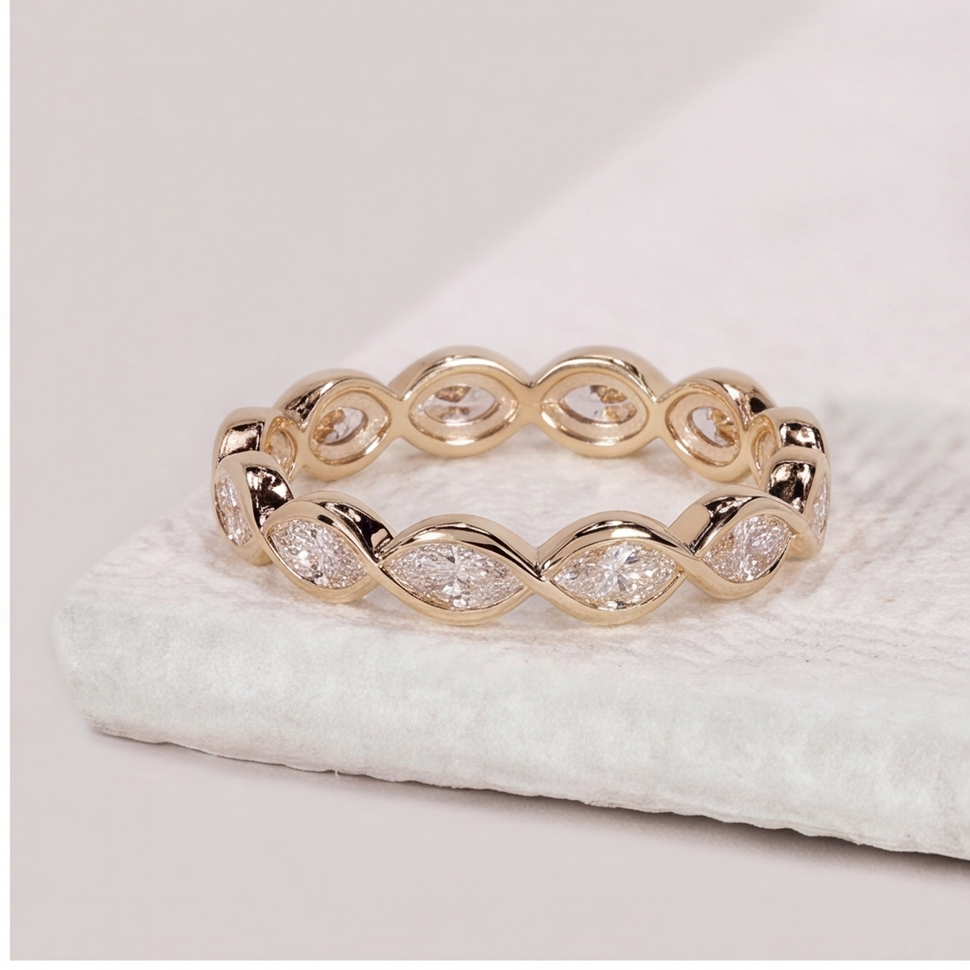 1 Ct. Lab-Grown Diamond Marquise cut Eternity Band Rings (VS-EF)
