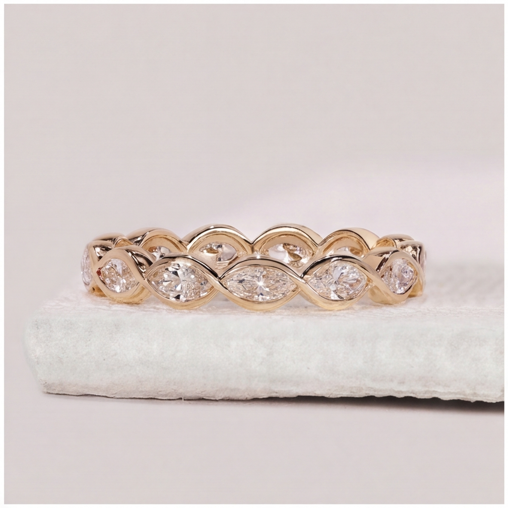 1 Ct. Lab-Grown Diamond Marquise cut Eternity Band Rings (VS-EF)