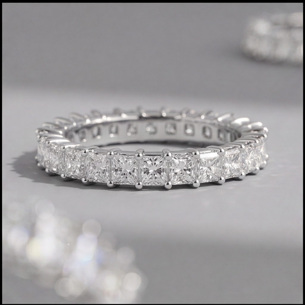 1.50 Ct. Lab-Grown Diamond Princess cut Eternity Band Rings (VS-EF)