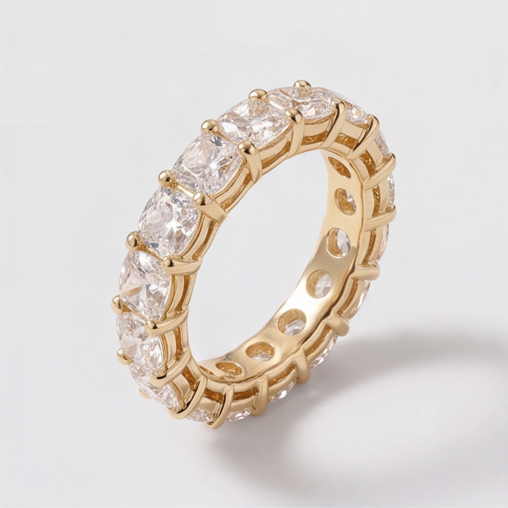 3.50 Ct. Lab-Grown Diamond Ring Eternity Cushion Cut (VS-EF)
