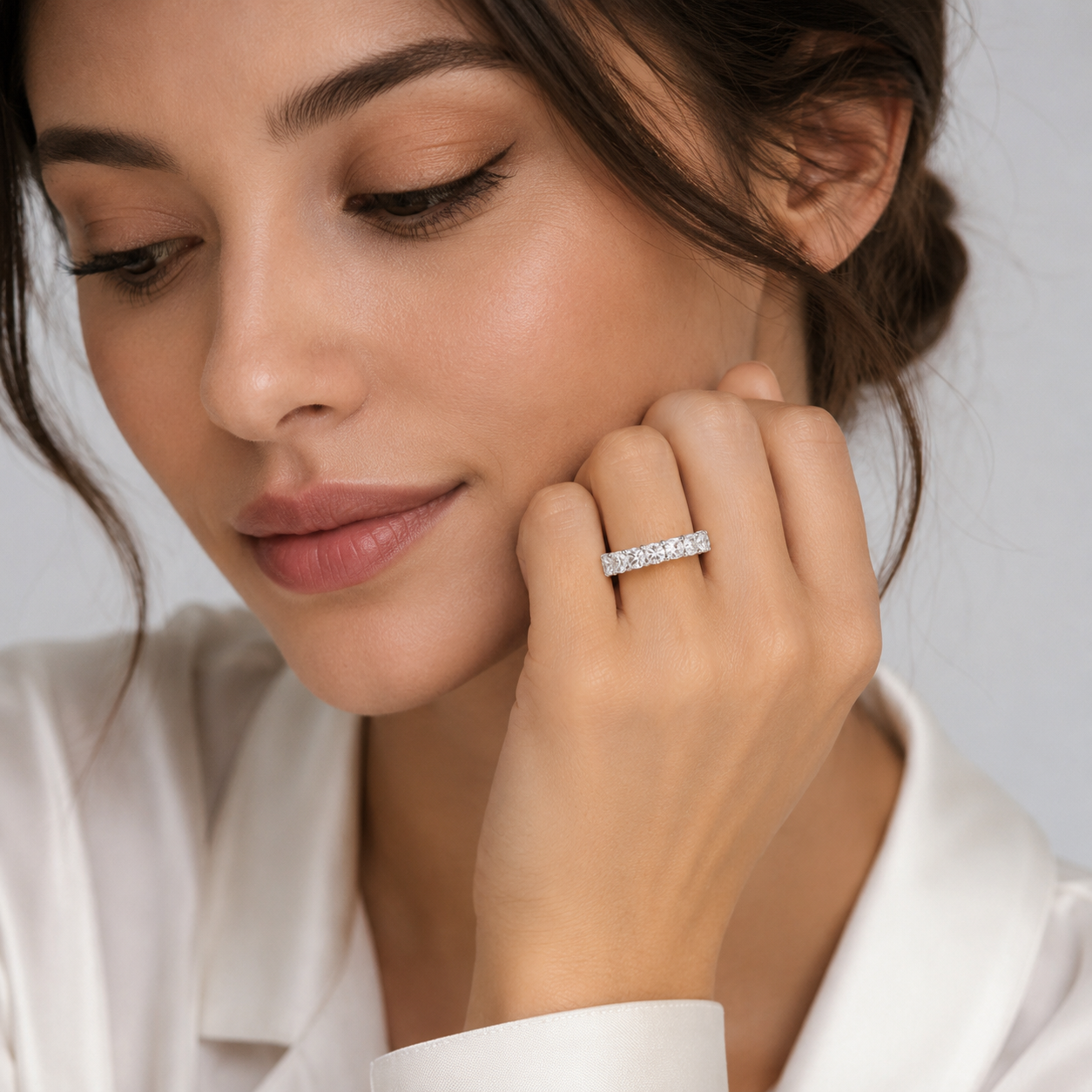 5 Ct. Lab-Grown Diamond Ring Eternity Cushion Cut (VS-EF)