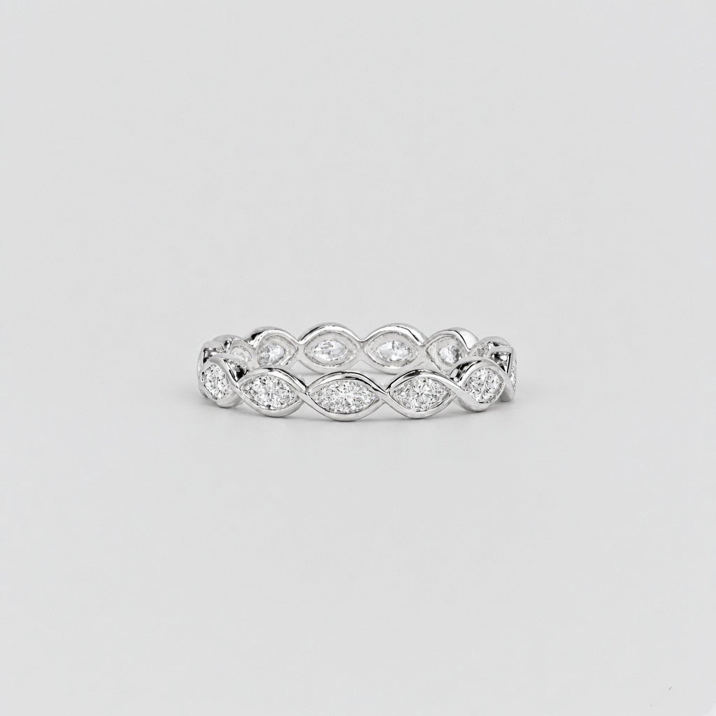 1.5 Ct. Lab-Grown Diamond Marquise Cut Eternity Band Rings (EF/VVS-VS)