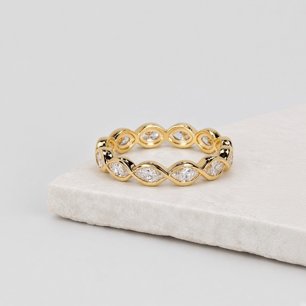 1.5 Ct. Lab-Grown Diamond Marquise Cut Eternity Band Rings (EF/VVS-VS)