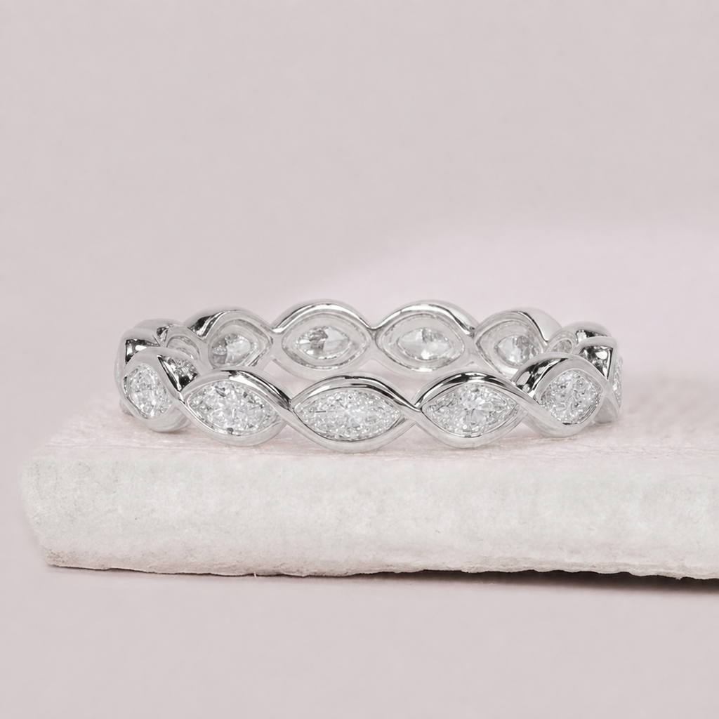 1 Ct. Lab-Grown Diamond Marquise cut Eternity Band Rings (VS-EF)